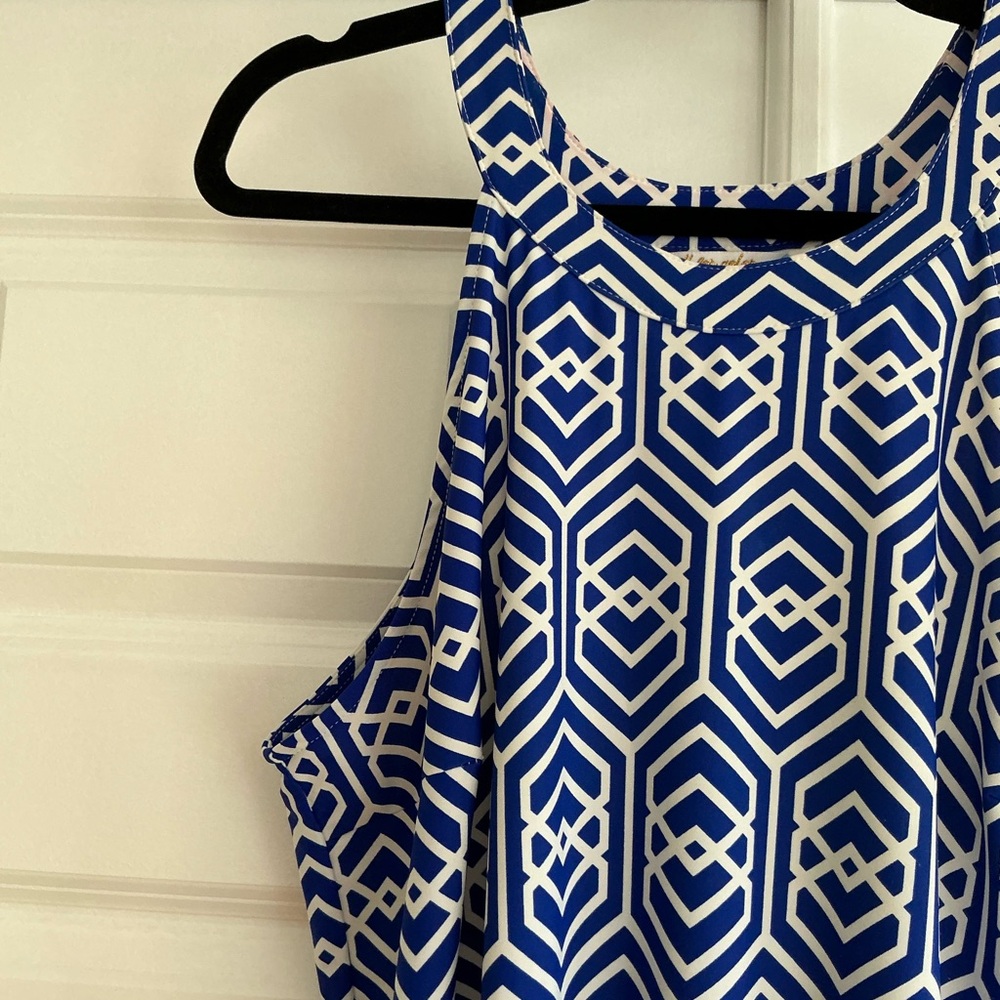 All for Colors Blue Geometric Print Dress - Size Large - Picture 3 of 8